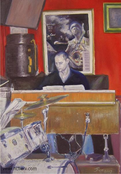 Draaiorgelman 100x70cm 2007