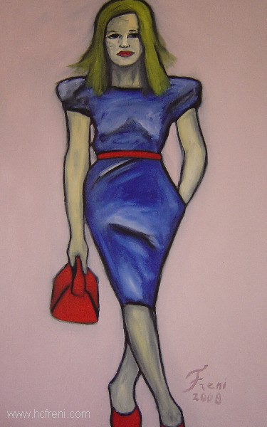 Girl with red handbag 155x100cm 2008.JPG